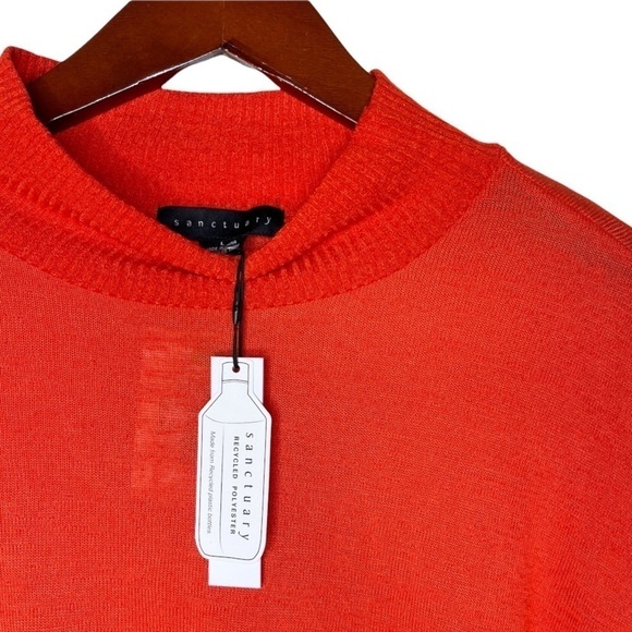 Sanctuary NWT Twist Front Mock Neck Sweater Size Large in Bright Melon - Picture 6 of 9